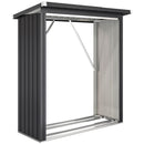 Capanno Portalegna 150x66.5x150 cm Base Rialzata e Tetto Inclinato in Acciaio Grigio Scuro      