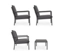 Set 4 Pezzi Salotto da Giardino con Divano 2 Poltrone e Tavolino in Alluminio e PP Konnor Antracite 