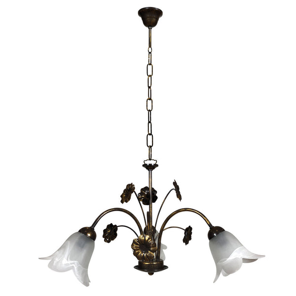 Kronleuchter 3xE14 Braun Gold Rahmen Weiß Alabaster Glas E-Energy Vera prezzo