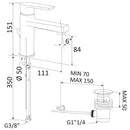 Rubinetto Miscelatore Monocomando Lavabo in Ottone Mariani Artic Cromato