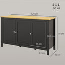 Mobile Contenitore 120x40x70 cm con 2 Armadietti a 2 Ripiani Regolabili su 3 Altezze in MDF Nero e color Legno      