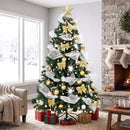 Albero di Natale Artificiale Ø110x180 cm con 200 Luci LED Bianco Caldo 8 Modalità 800 Rami Ignifughi Palline e Nastri      