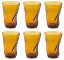 Set 6 Bicchieri Accartocciati 34 cl Ø8 cm in Vetro Pressato Kaleidos Ambra