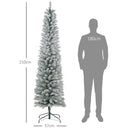 Albero di Natale Innevato Slim 210 cm con 405 Rami e 180 Luci LED Bianco Caldo in Plastica e Metallo Bianco      