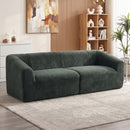 Divano 3 Posti Senza Struttura 225x93x68 cm con Seduta Ampia e Imbottitura Spessa in Ciniglia Verde Scuro      