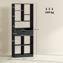 Libreria Moderna 60x26x158 cm con Cassetto Centrale e Kit Antiribaltamento in Legno Nero      