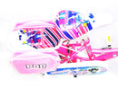 Bicicletta per Bambina 12" 2 Freni con Cestino e Borse Laterali Rosa e Bianca