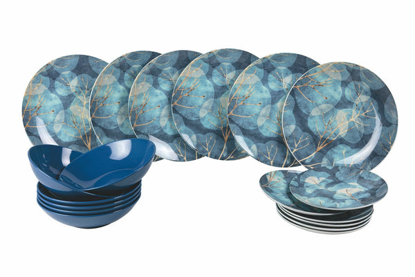 online 18-teiliges Tafelservice aus Porzellan und Steinzeug Villa d'Este Home Tivoli Blue Dream