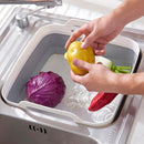 Vaschetta Bacinella Multiuso Pieghevole 30,5x30 cm 9 Litri con Tappo di Scarico in Silicone Grigio