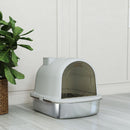 Lettiera Gatto Chiusa L 52,4x41,3x39,9 cm con Maniglia Paletta Pacchetto Deodorante e Antiperdita in Acciaio Inox e ABS Grigio      