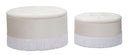 Puff Contenitore Lines New Coppia Crema Ø71x41-55x33 cm in Legno Spugna e Poliestere Crema
