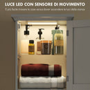 Mobile Colonna Bagno 40x30x170 cm con 2 Armadietti con Sensore Ripiano Aperto e Cassetto in Legno Bianco      