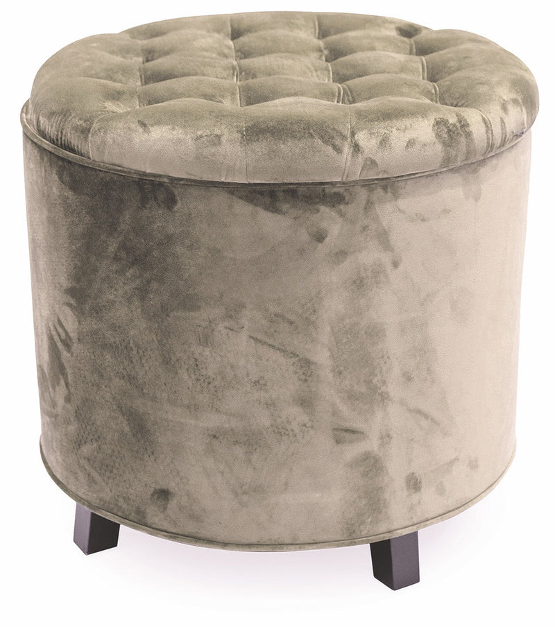 Pouf Poggiapiedi Contenitore Ø55x55 cm in Velluto Soriani Tortora