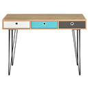 Scrivania 3 Cassetti 110x50x77,5 cm in Truciolare e Metallo  Rovere chiaro