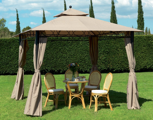 online Gartenpavillon aus Stahl, 3 x 3 m, Bauer-Beige, Polyesterplatten