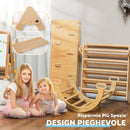 Gioco Arrampicata Bambini 178x64,5x63 cm con Triangolo e Arco Montessori e Rampa con Pietre in Legno      