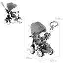 Triciclo per Bambini Passeggino Seggiolino Reversibile 6in1 Happy Kids Grigio