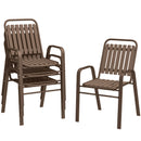 Set 4 Sedie da Giardino 56x66x91 cm Impilabili in Acciaio e PP Marrone Scuro 