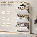 Scarpiera Salvaspazio Slim a 3 Cassetti 62,5x26x117,5 cm per 18 Paia di Scarpe in Melamina Color Legno e Bianco      
