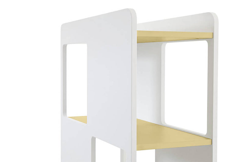 Libreria 8 Fori 78x32x160cm in MDF TFT  Oblò Bianco Opaco e Giallo