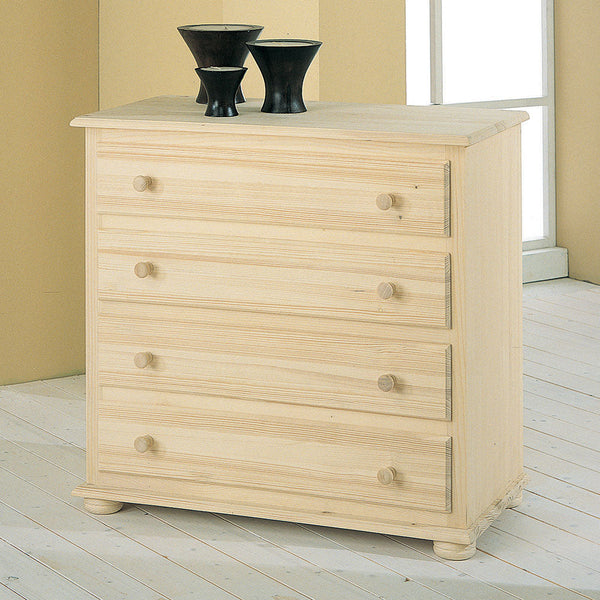 prezzo Kommode 4 Schubladen aus rohem Tannenholz 89 x 45 x 85 cm Fumer Country