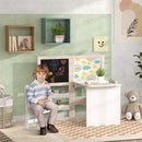 Set Tavolo e Sedia per Bambini 3-8 Anni con Lavagna Nera, Lavagna Bianca, Contenitori e Rotolo di Carta, Bianco      