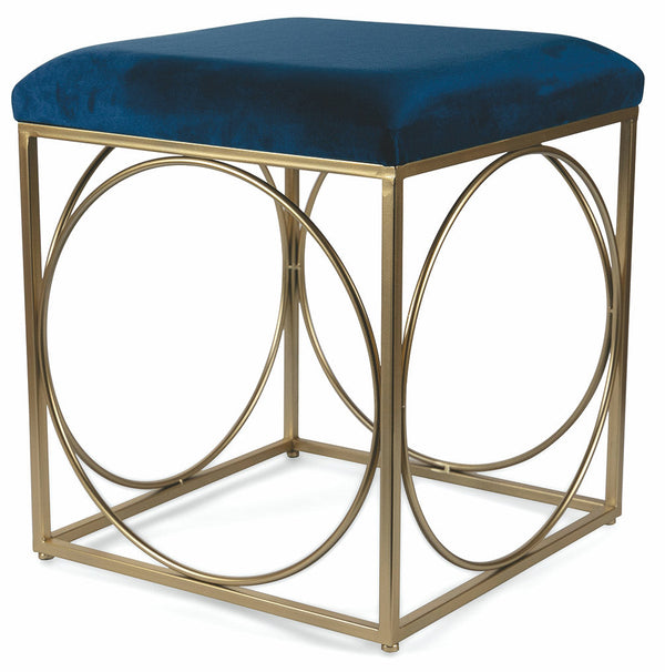 online Quadratischer Hocker 40x40x46 cm in Eisen und blauem Soriani-Samt