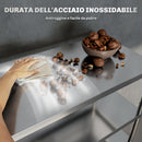 Scaffale da Cucina a 5 Livelli Regolabili 91x40x139 cm in Acciaio Inox Argento   
