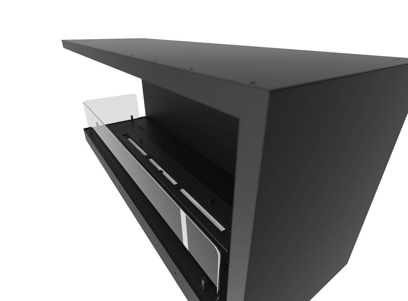 Camino a Bioetanolo da Incasso 110x45 cm Inside L1100 V2 Angolo a Sinistra Nero con Vetro