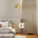 Lampada da Terra Moderna ad Arco 100-115x35x170-180A cm con Asta Regolabile e Interruttore a Pedale Attacco E27 Oro      