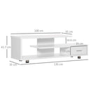 Mobile TV Aperto 135x35x41,7 cm per TV fino a 65" in Truciolato Bianco