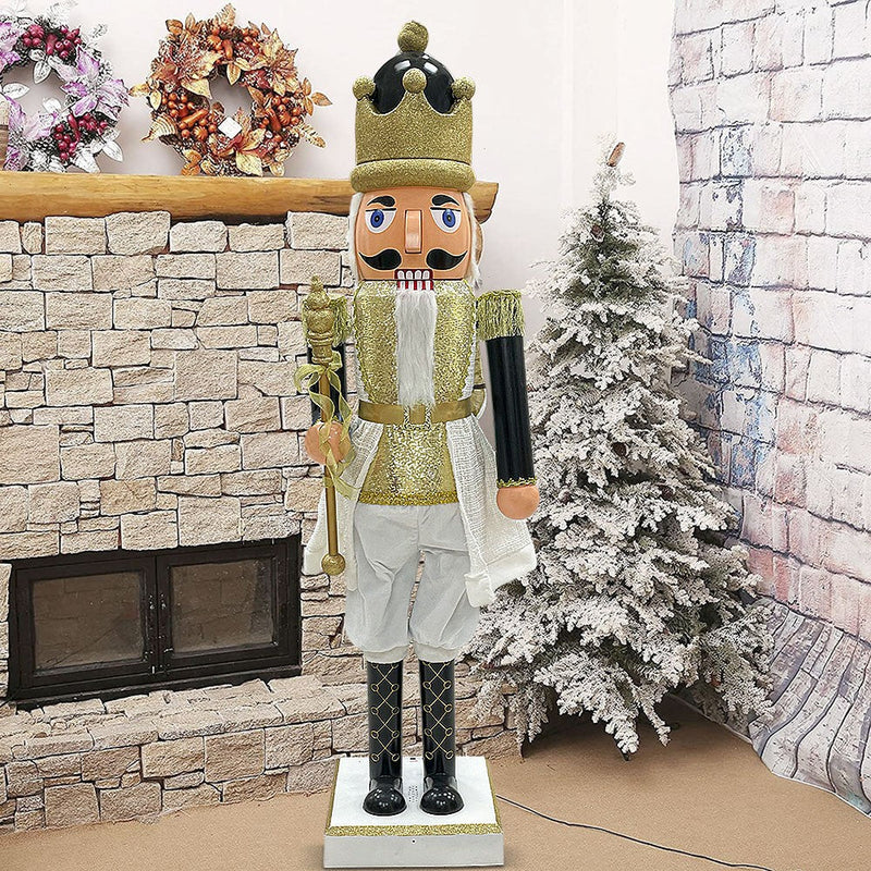 Soldato Schiaccianoci Natalizio H160 cm con Luci Suoni e Movimento Nero e Oro