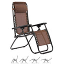 Set 2 Sedie Sdraio Zero Gravity Reclinabili Pieghevoli in Ferro e Textilene Tortora