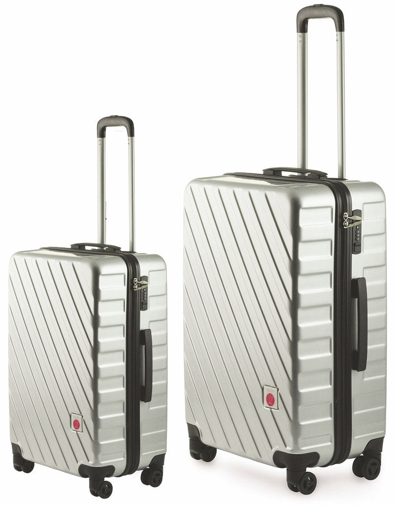 Set 2 Valigie Trolley Rigide in Policarbonato 4 Ruote TSA Soriani Silver