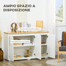 Mobile Multiuso 120x37x75 cm in Truciolato Bianco e Legno