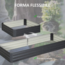 Letto per Orto Rialzato con Fondo Aperto 241x90,5x30 cm Forma Flessibile in Metallo Grigio  