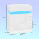 Set 2 Comodini 45x35x52 cm LED a 16 Colori e 4 Modalità con 2 Cassetti in Legno Bianco Lucido      