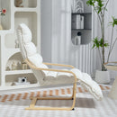 Poltroncina Relax 67x93-114x105 cm con Rivestimento in Velluto e Poggiapiedi Regolabile in Legno Crema      