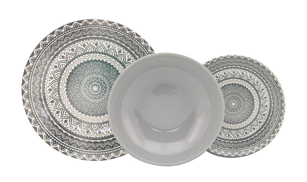 sconto 18-teiliges Tafelservice aus Porzellan mit grauen Dekorationen aus der Vietri-Kollektion