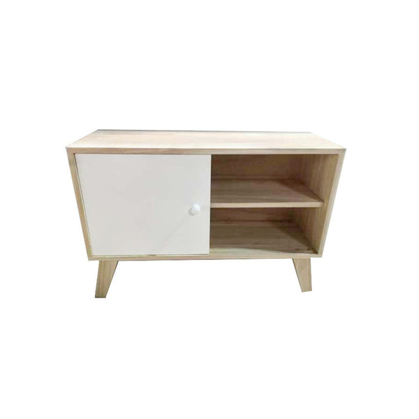 prezzo Schrank mit 2 Fächern Schiebetüren aus natürlichem Paulownia-Holz und Fadi-Weiß