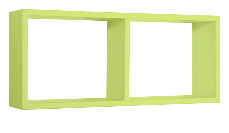 Mensola Rettangolare 2 Scomparti da Parete 70x30x15,5 cm in Fibra di Legno Morgana Verde