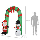 Arco Natalizio Gonfiabile H244 cm con Luci LED Babbo Natale e Pupazzo di Neve per Esterno 