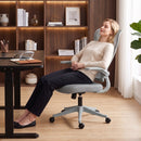 Sedia Ufficio Ergonomica Girevole 64x69,5x110-120 cm con Braccioli Ribaltabili Funzione Dondolo e Altezza Regolabile in Rete Grigio      