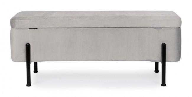 Panca Fondo Letto 2 Posti 110x42x42 cm con Vano Contenitore Irina Grigio Chiaro
