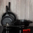 Batteria di Pentole 14 Pezzi in Pietra Lavica Antiaderente Induzione Nero