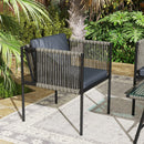 Set Salotto da Giardino con 2 Poltrone Divanetto e Tavolino da Caffè in Vetro in Rattan Grigio   