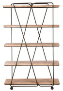 Libreria Trox 119,5x44x187 cm Legno di Abete e MDF e FERRO Marrone e Grigio