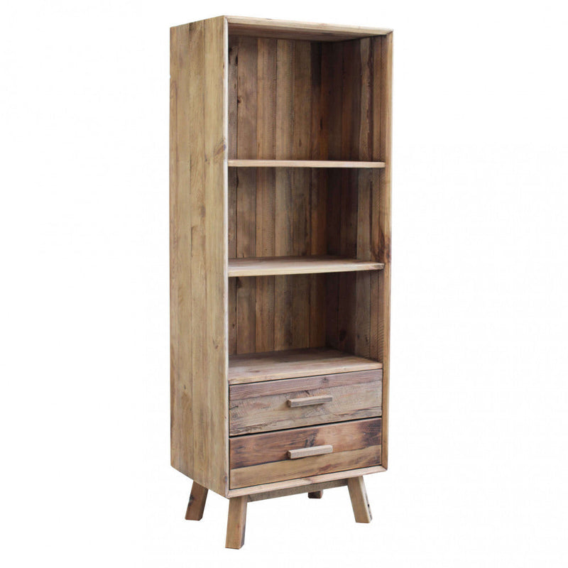 Libreria Justin 60x40x160 h cm in Pino riciclato Marrone