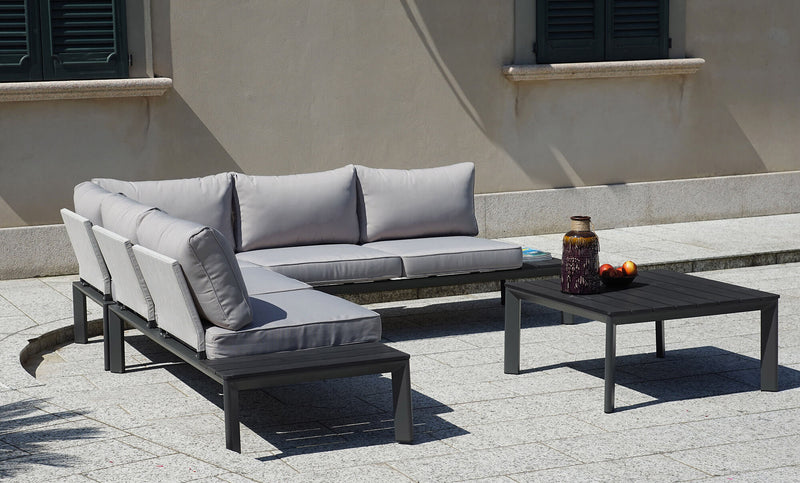 Set Salotto da Giardino in Alluminio Divano Angolare e Tavolino Vorghini Lecco