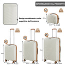 Set 4 Valigie Trolley Rigide con Beauty Case Resistente a Urti in Polipropilene Bianco Perla      